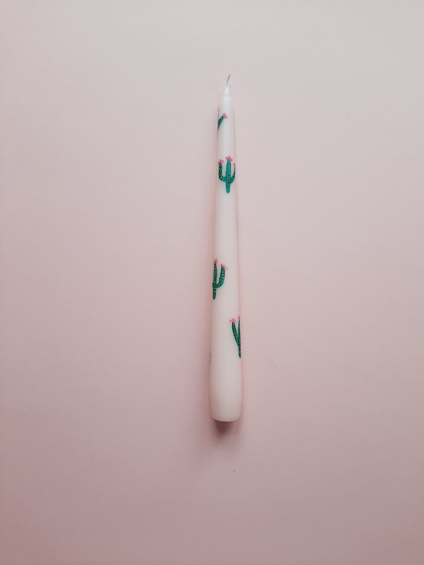 Hand Painted Cactus Taper Dinner Candle