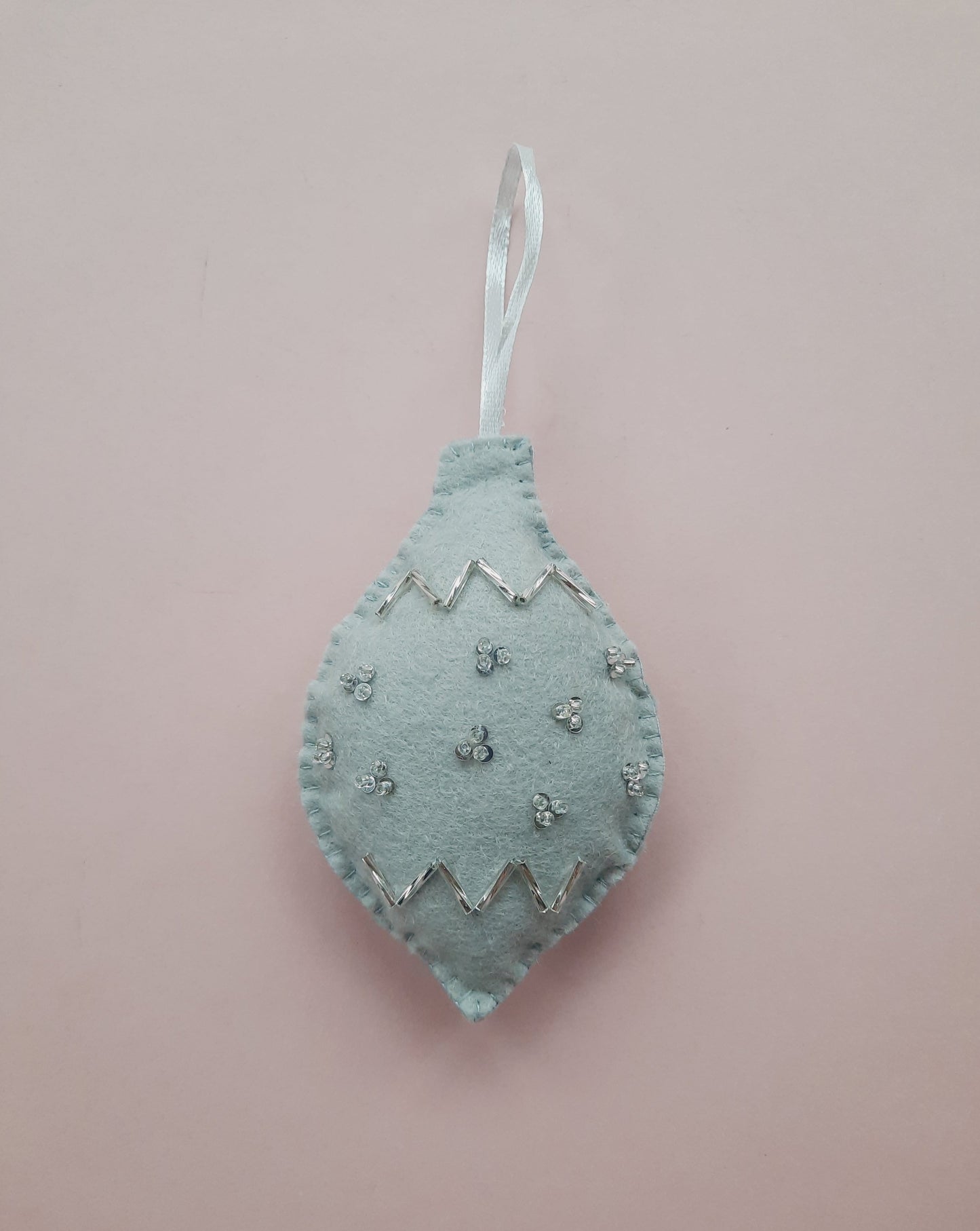 Handmade Felt Christmas Tree Decoration - Egg Bauble Shaped