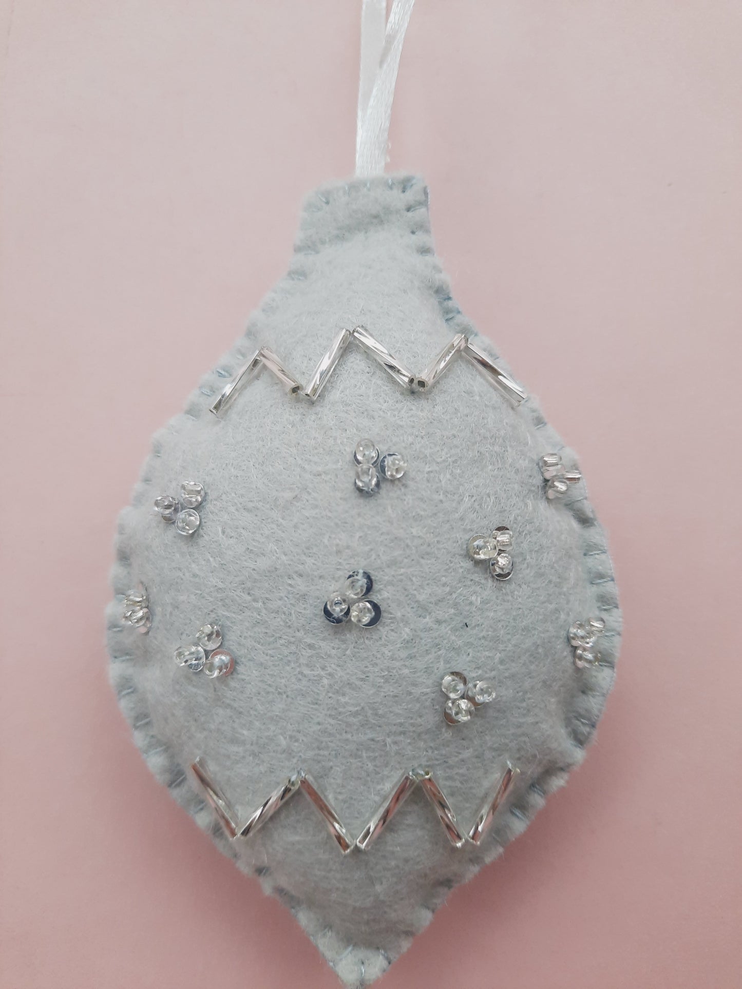 Handmade Felt Christmas Tree Decoration - Egg Bauble Shaped