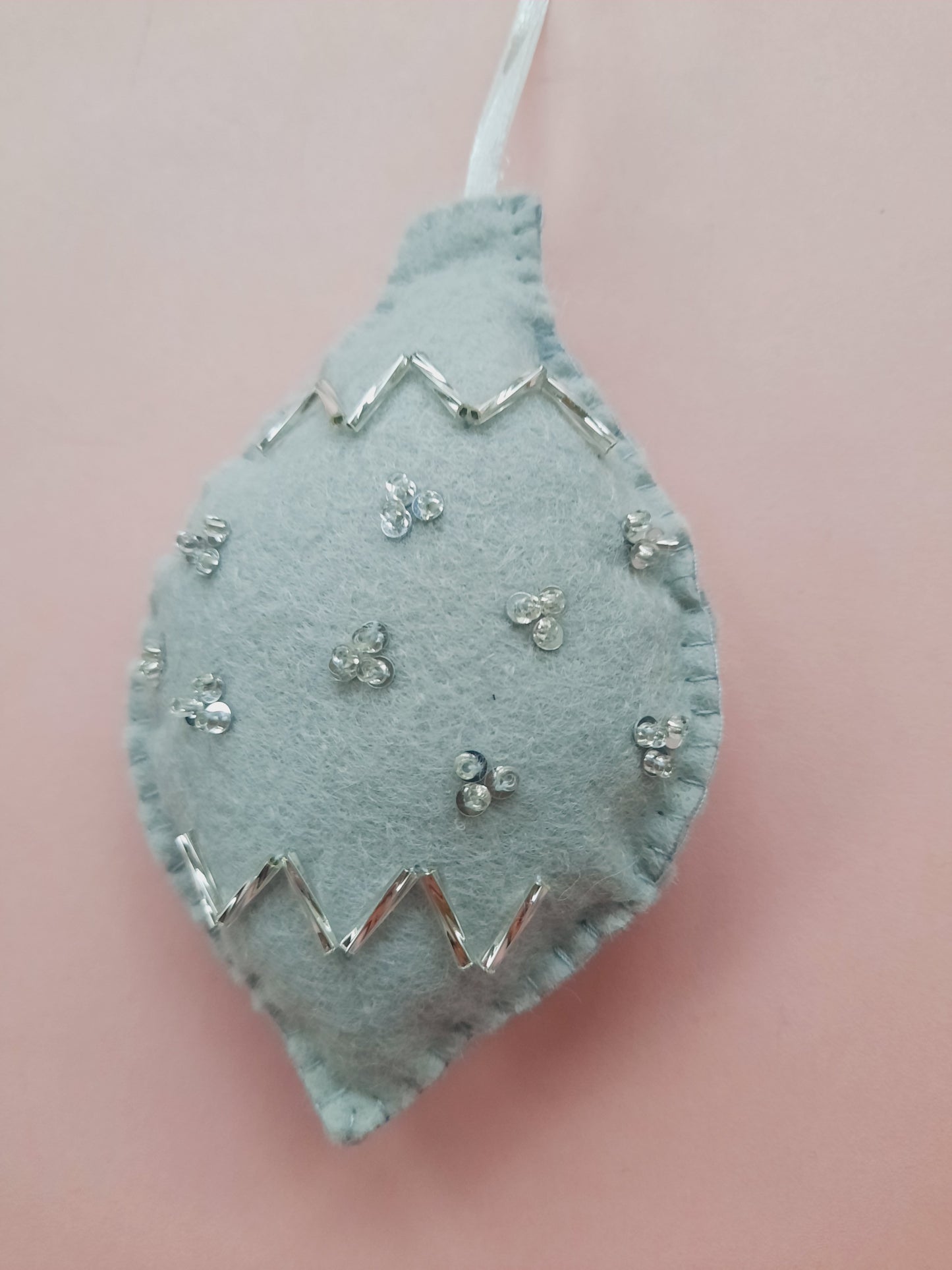 Handmade Felt Christmas Tree Decoration - Egg Bauble Shaped