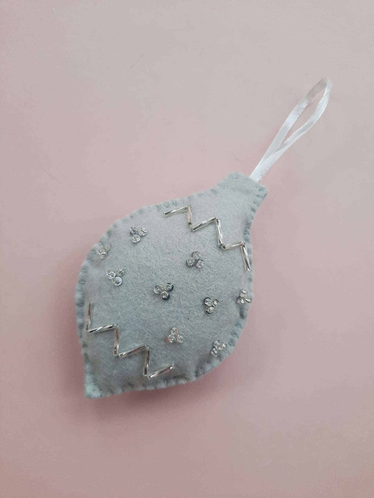 Handmade Felt Christmas Tree Decoration - Egg Bauble Shaped