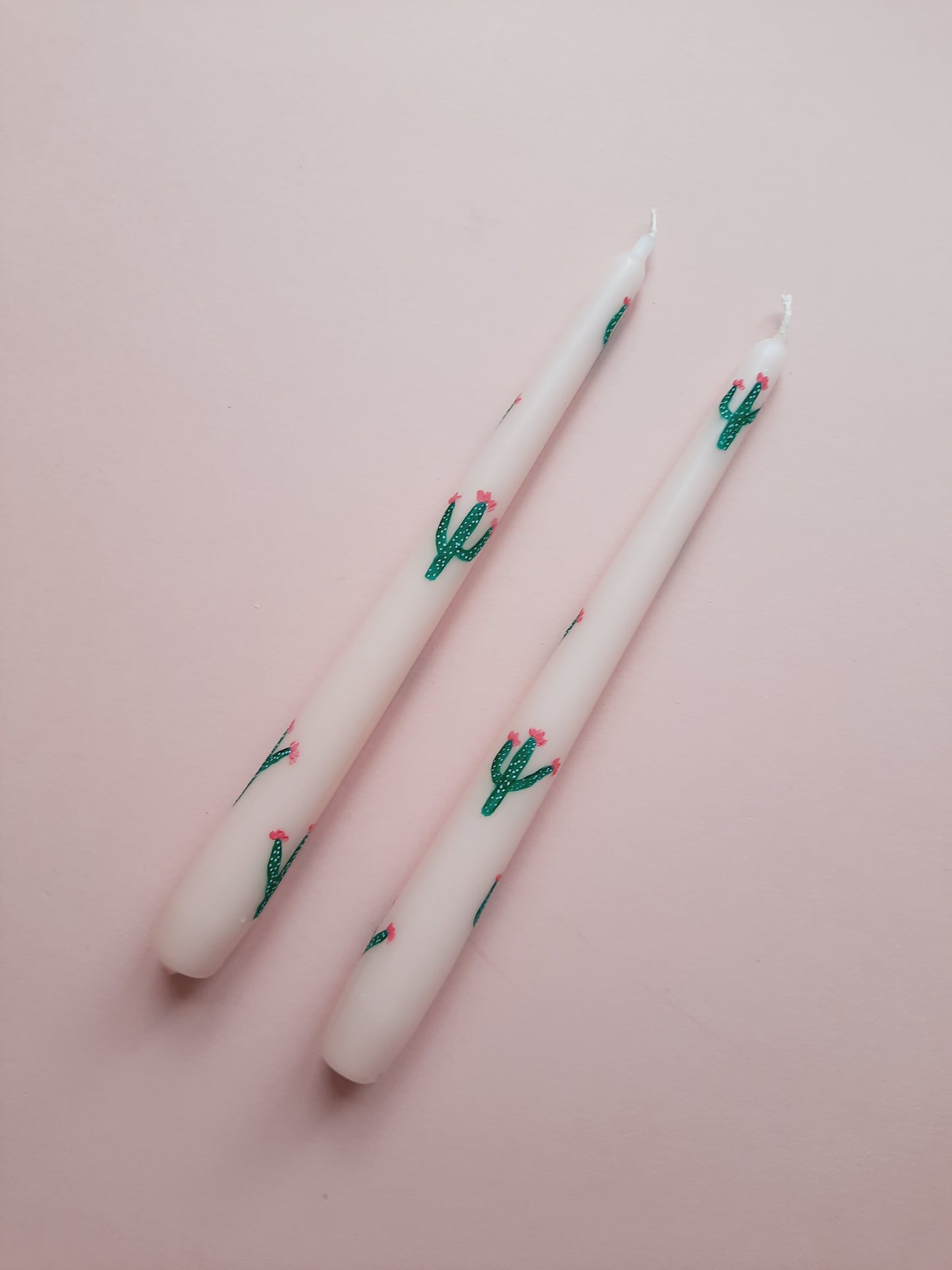 Hand Painted Cactus Taper Dinner Candle