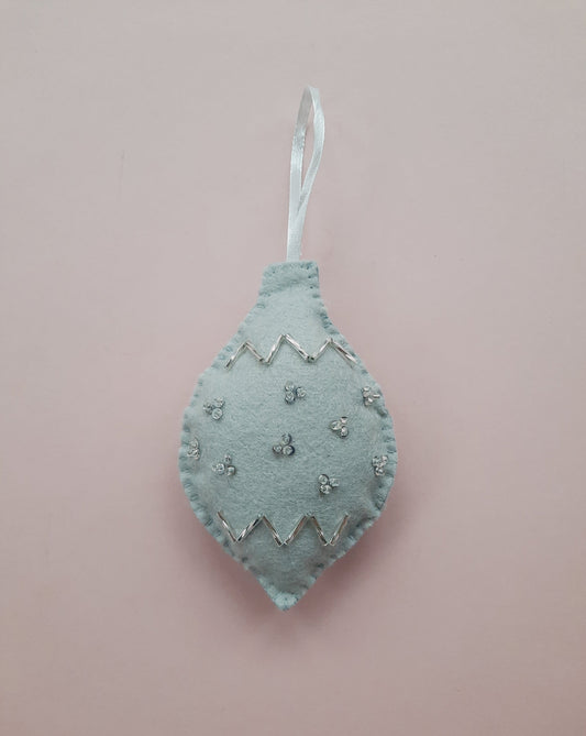 Handmade Felt Christmas Tree Decoration - Egg Bauble Shaped