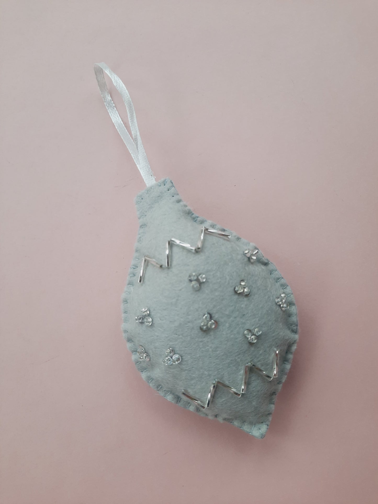 Handmade Felt Christmas Tree Decoration - Egg Bauble Shaped