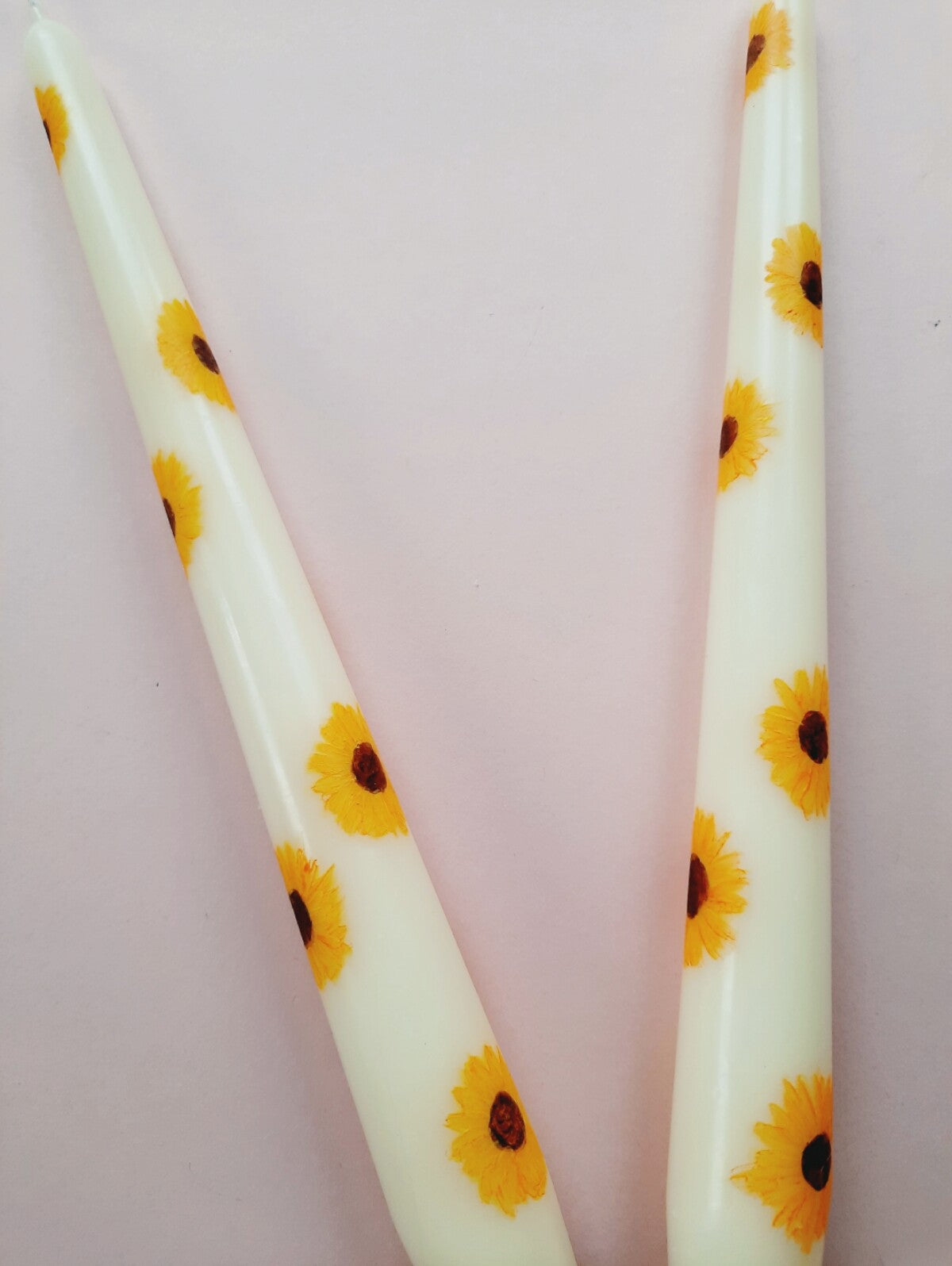 Hand Painted Sunflower Taper Dinner Candle