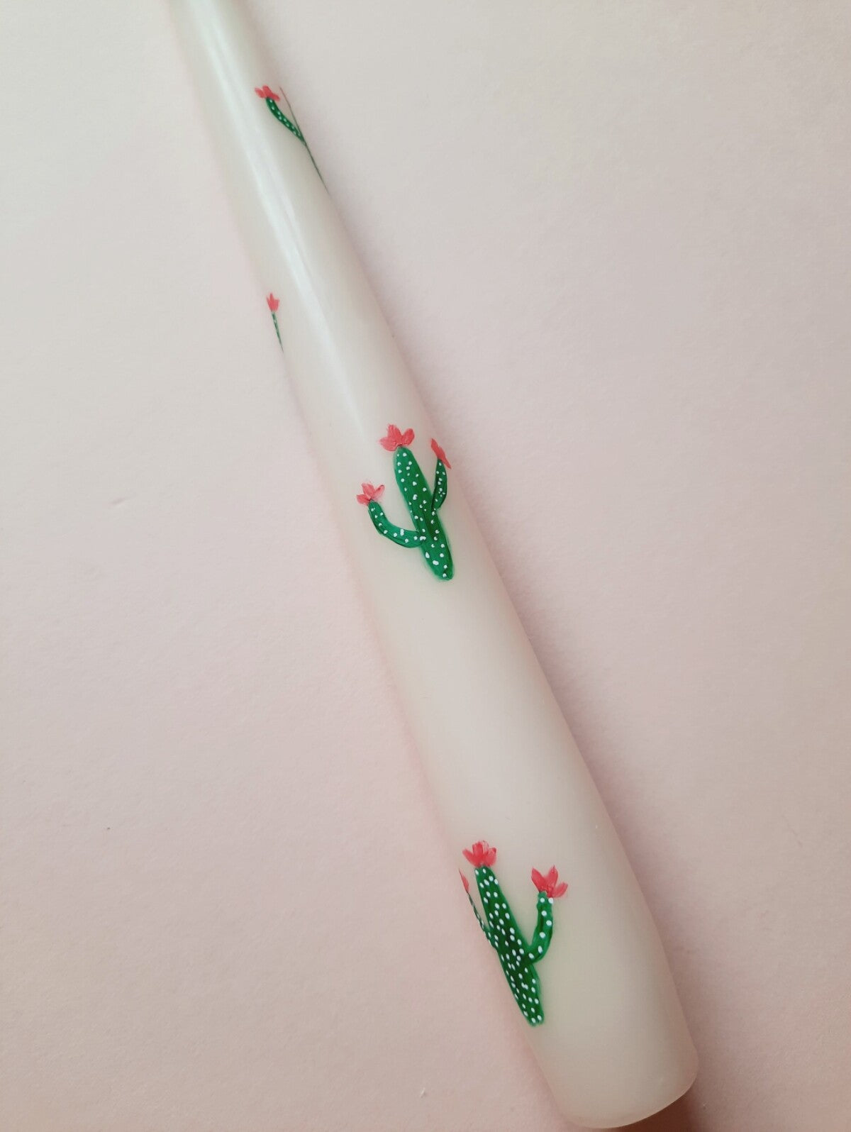 Hand Painted Cactus Taper Dinner Candle