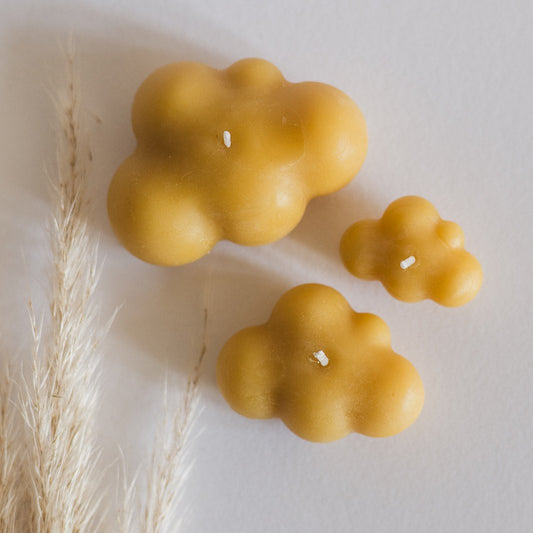 Three Cloud Beeswax Candles