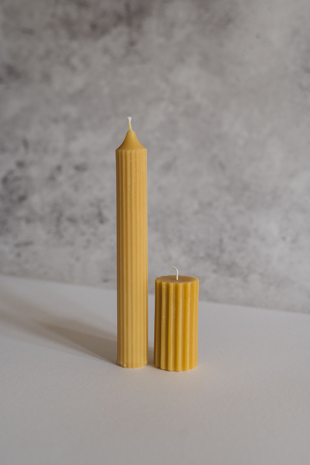  Two Classic Pillar Beeswax Candle