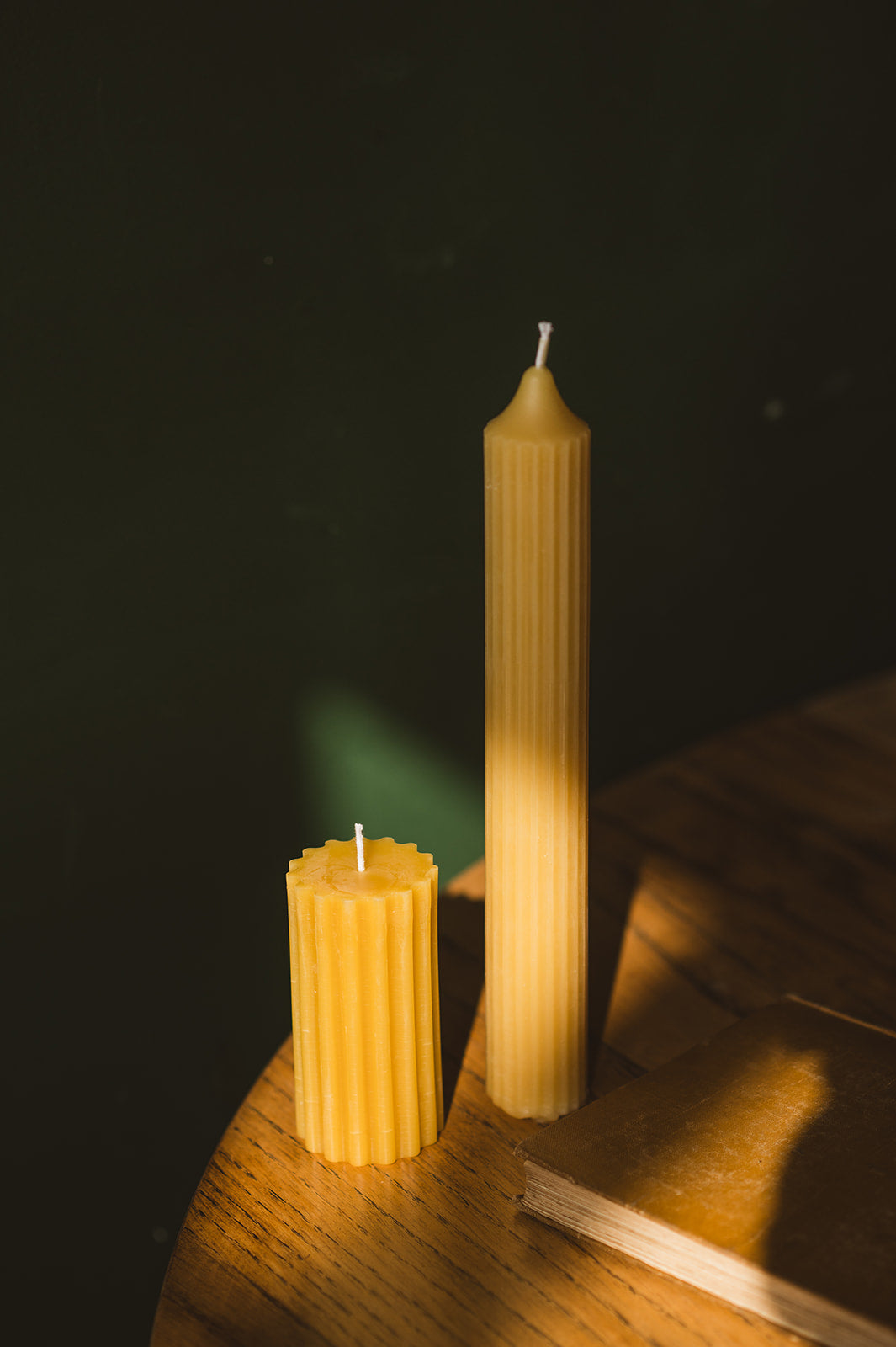  Two Classic Pillar Beeswax Candle