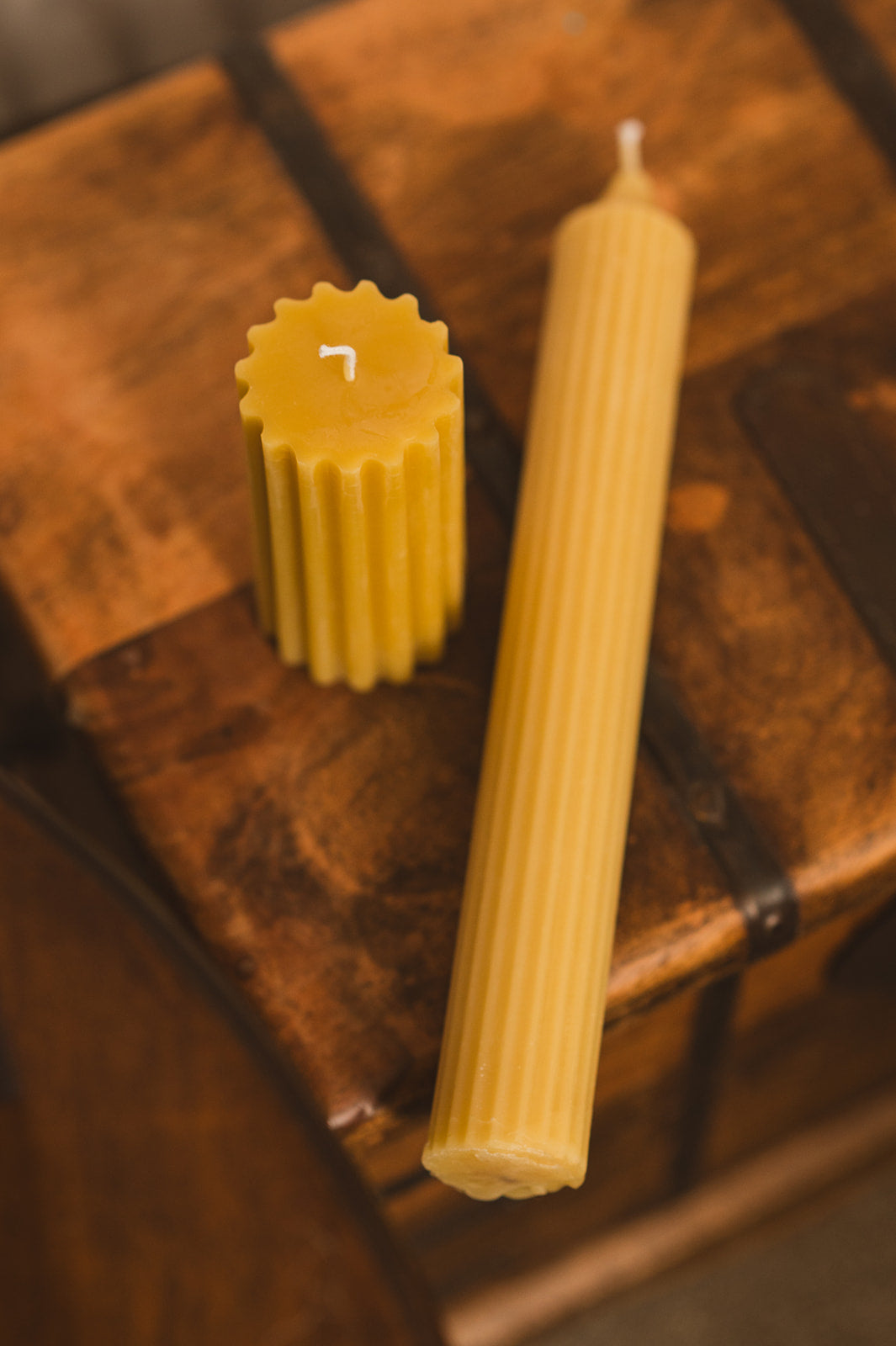  Two Classic Pillar Beeswax Candle