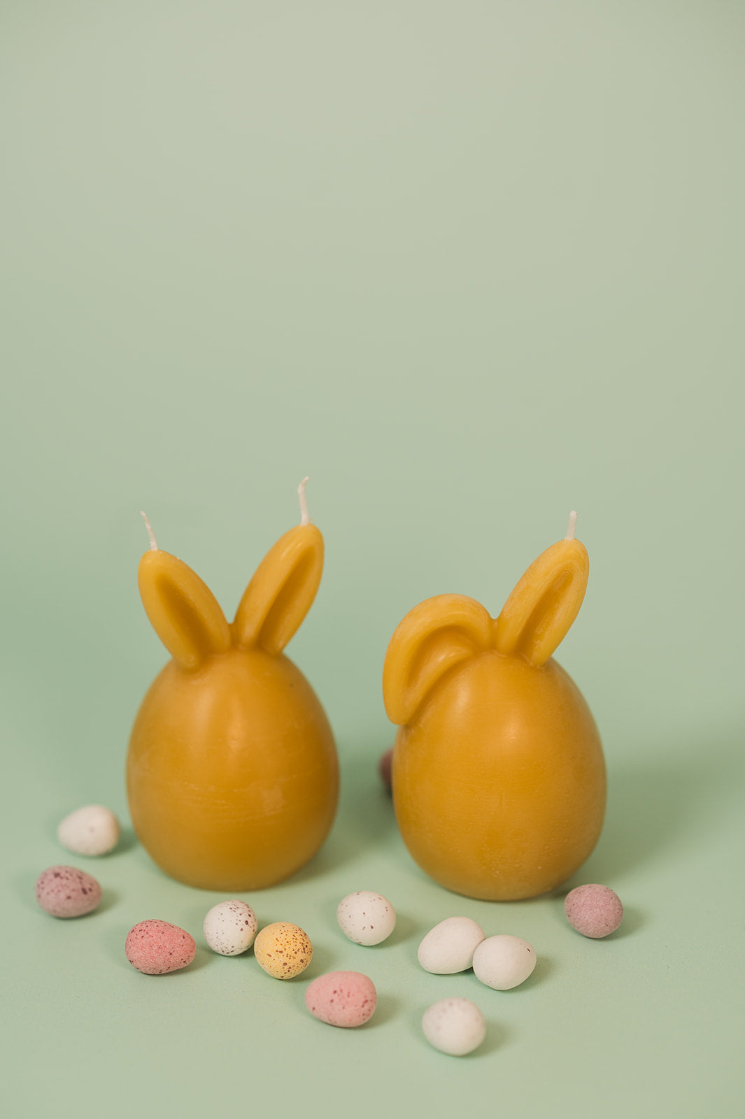 Two Easter Bunny Beeswax Candles