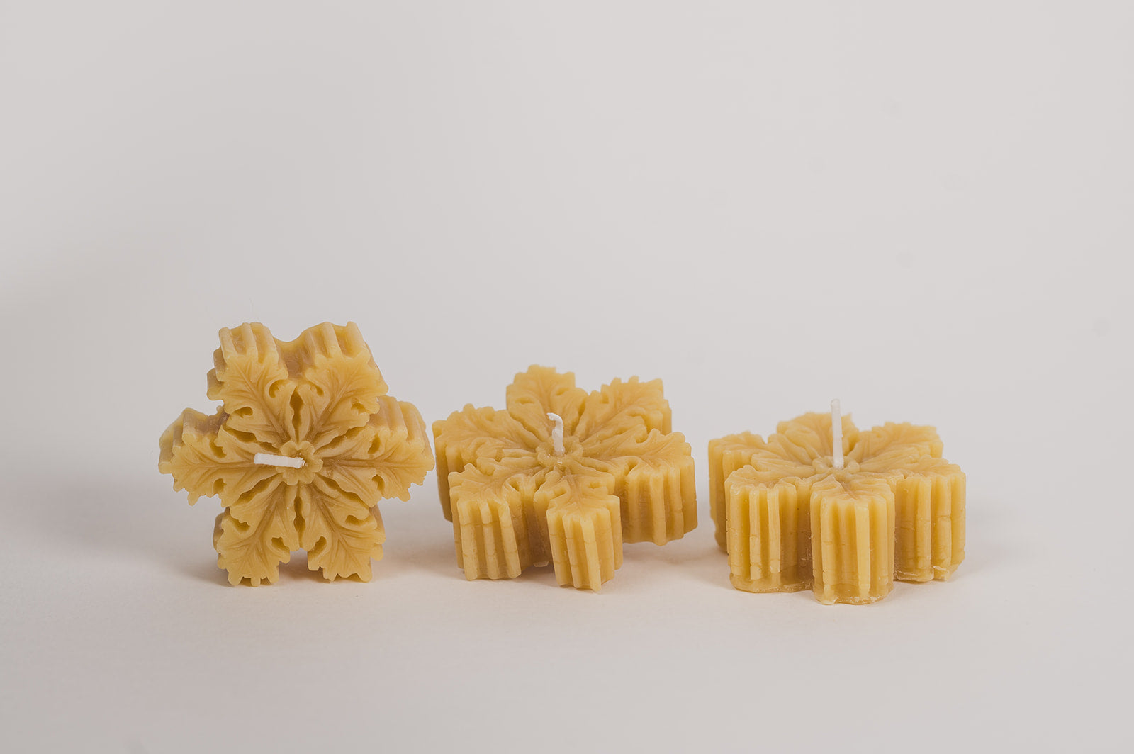 Beeswax Snowflake Christmas Candles, Set of Three