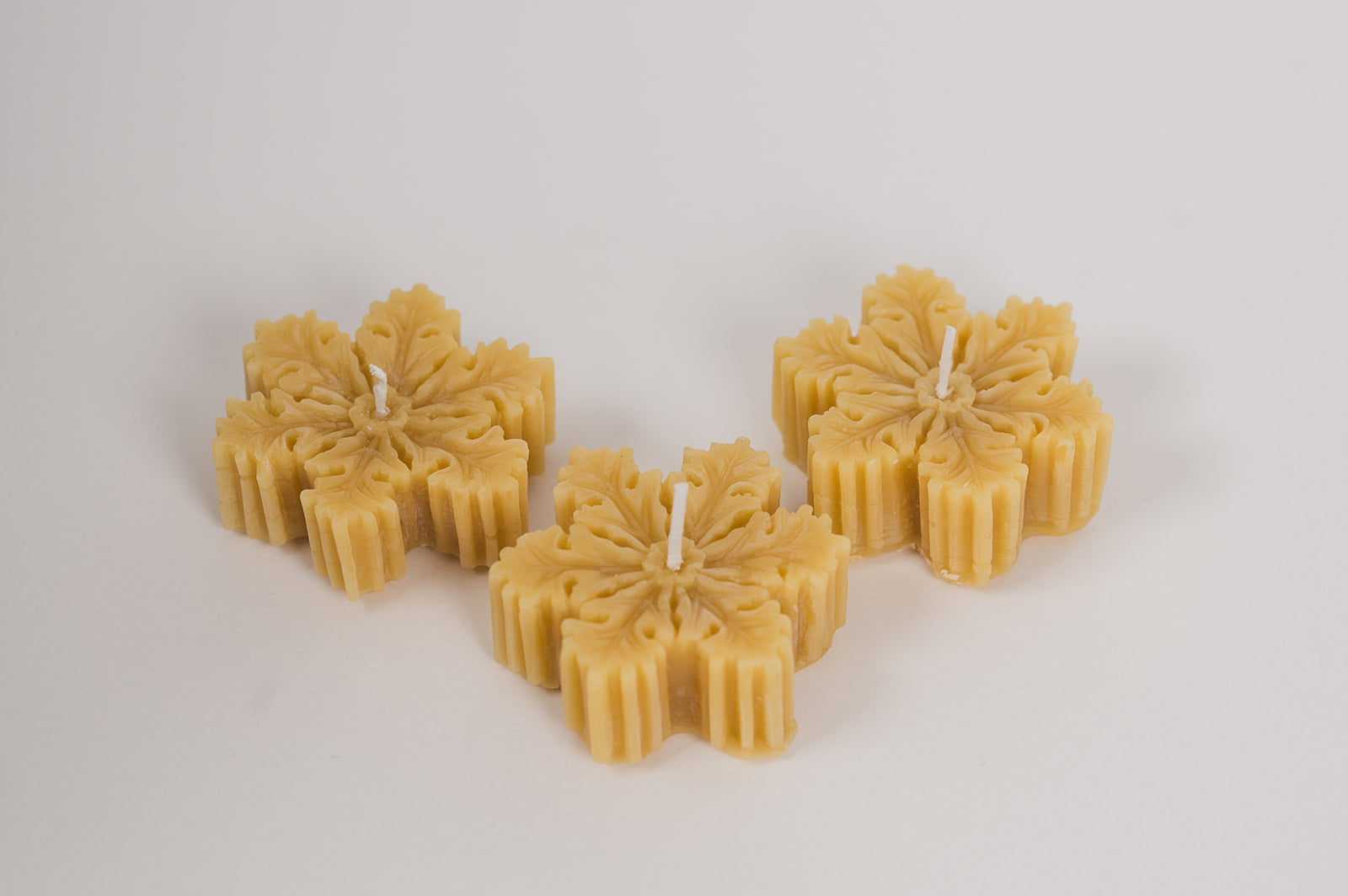 Beeswax Snowflake Christmas Candles, Set of Three