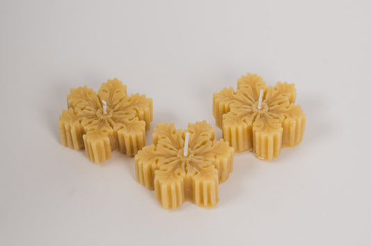 Beeswax Snowflake Christmas Candles, Set of Three