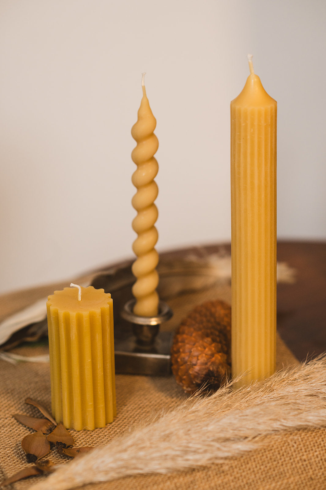 Three Pillar Beeswax Candles