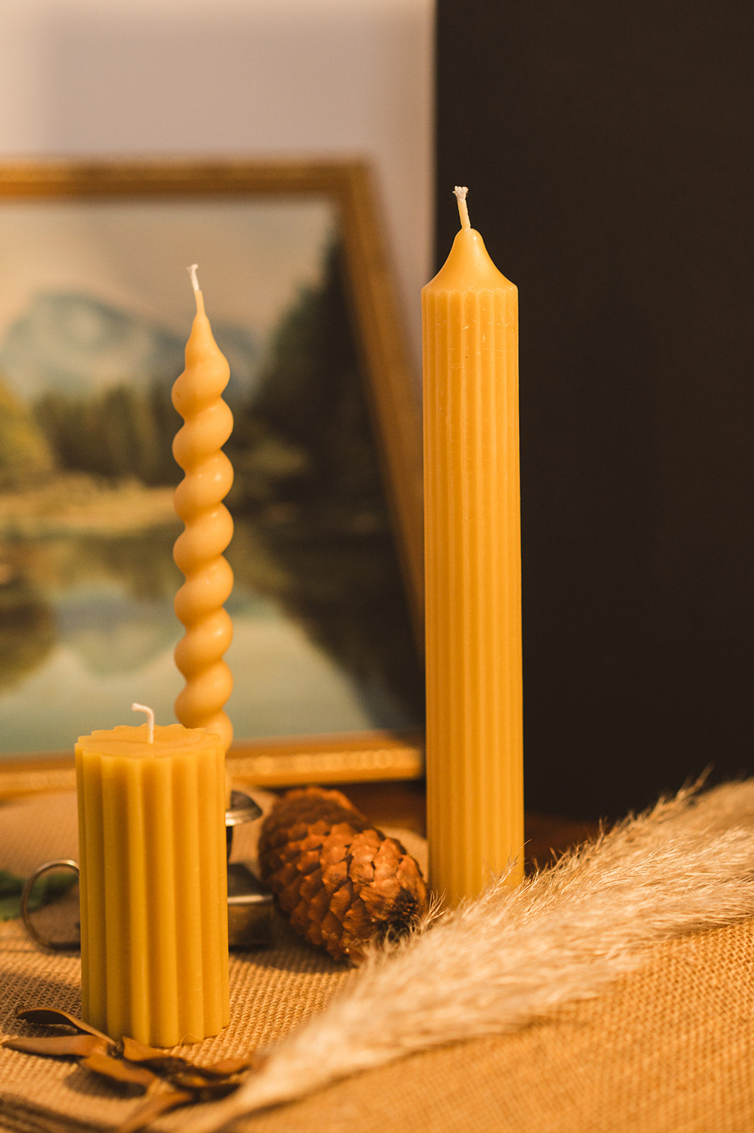 Three Pillar Beeswax Candles