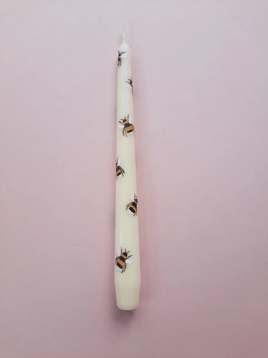 Hand Painted Bumble Bee Taper Dinner Candle