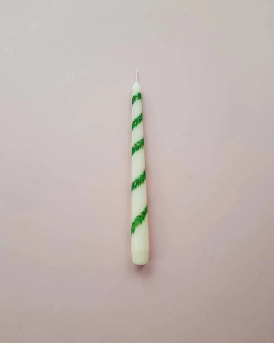 Hand Painted Christmas Garland Taper Dinner Candle